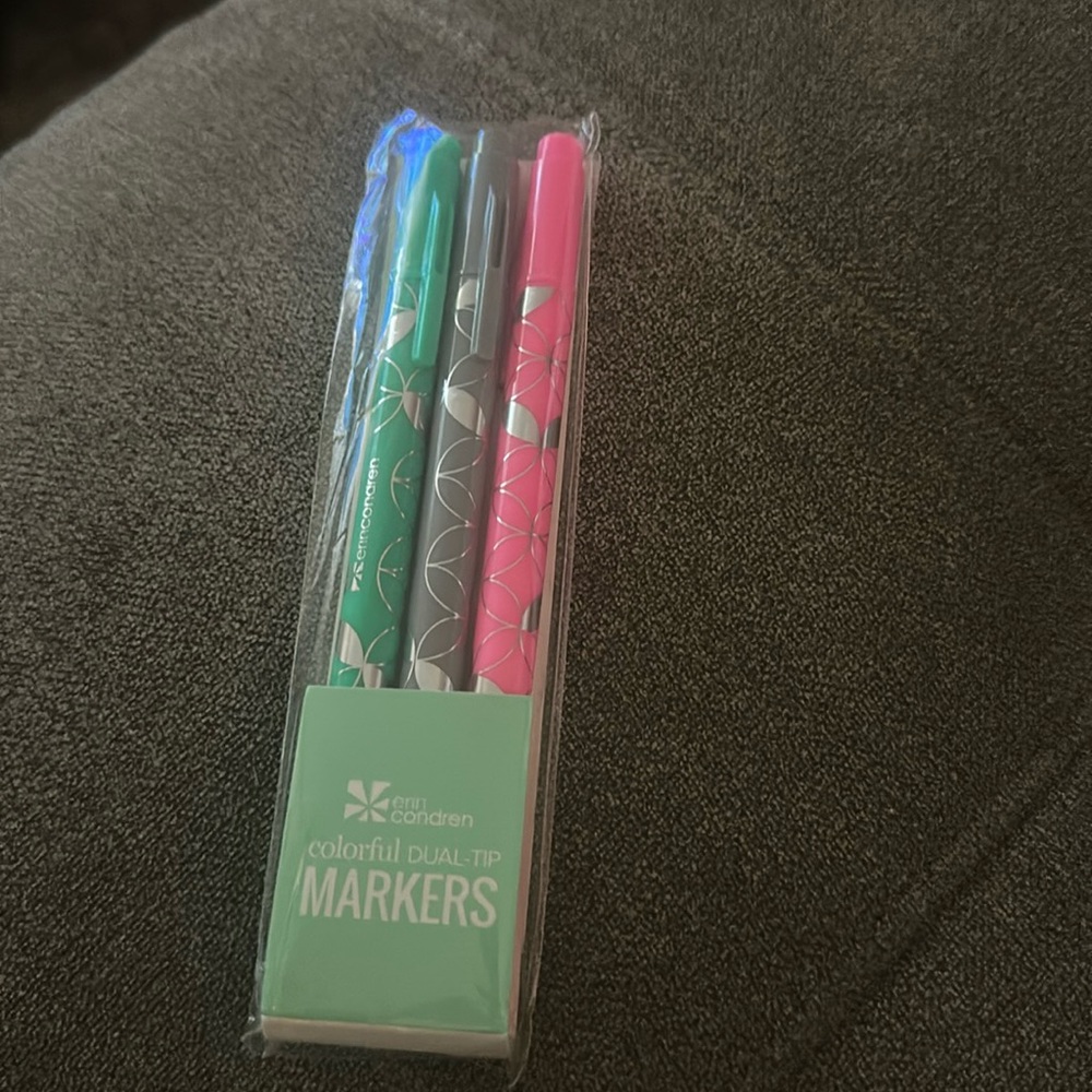 Erin Condren colorful DUAL-TIP MARKERS New Peony‎ Seafoam and Gray